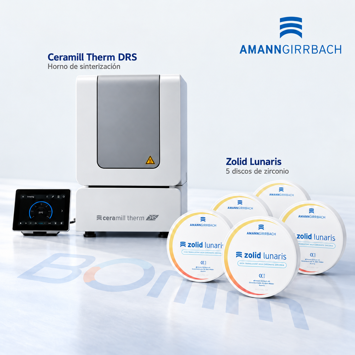 Pack BOMM de sinterización: horno Ceramill Therm DRS y cinco discos Zolid Lunaris