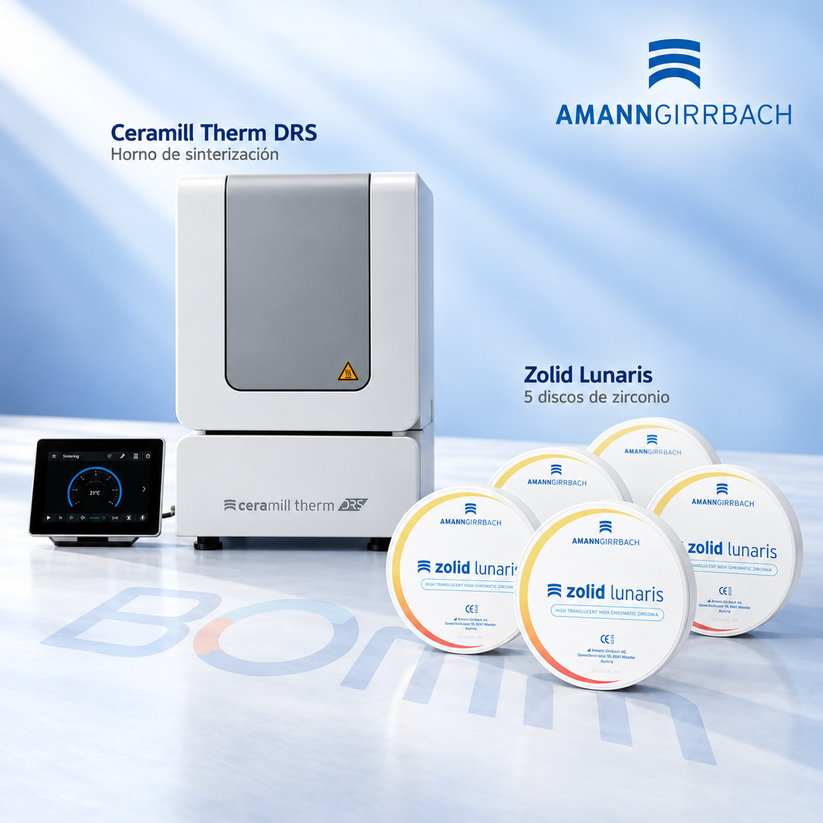 Pack BOMM de sinterización: horno Ceramill Therm DRS y cinco discos Zolid Lunaris
