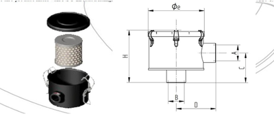 Portafiltro con Cartucho Aspiración HEPA H14 MGF | 3 equipos